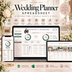 The Vow Edit | The Ultimate Wedding Planner Spreadsheet | Google Sheets + Excel | 20 Editable Planning Tabs